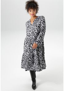 ANISTON PLUS Damen Druckkleid, weiß, modisch, Gr. 46, animal-print, Jersey, Obermaterial: 95% Polyester, 5% Elasthan, Kleider, in schönem