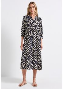 Street One Damen Midikleid, blau, casual, Gr. 46, bedruckt, Stoff, 100% Viskose, Kleider, aus Viskose