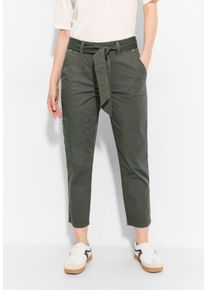 Cecil Damen Paperbag-Hose, grün, casual, Gr. XL, unifarben, Web, 98% Baumwolle, 2% Elasthan, Hosen, im Loose Fit