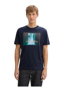 Tom Tailor Herren T-Shirt, blau, casual, Gr. XXL, bedruckt, Jersey, Obermaterial: 100% Baumwolle, Shirts, mit Foto-Print