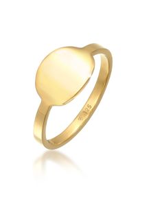 Elli Damen Siegelring "Siegelring Basic Trend Oval 925 Silber", 54mm, Silber 925 (Sterlingsilber), 2mm, gold, Silber 925 (Sterlingsilber), Fingerringe