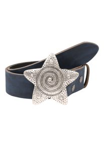 Damen Ledergürtel, blau, klassisch,modisch,casual, Gr. 115, RETTUNGSRING BY SHOWROOM 019, unifarben, Rindsleder, Gürtel, mit gehämmerter