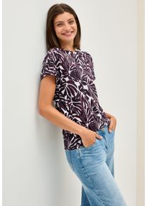 Cecil Damen T-Shirt, rot, casual, Gr. L, bedruckt, Jersey, Obermaterial: 50% Baumwolle, 50% Modal, Shirts, mit Knopfdetail an den Schultern und