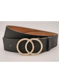 AnnaMatoni Damen Ledergürtel, schwarz, casual, Gr. 110, unifarben, Rindsleder, Gürtel, mit goldener Schließe