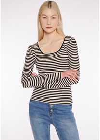 Haily's HAILY’S Damen Rundhalspullover "LS C SK Ru44na", beige, feminin, Gr. XS, gestreift, Strick, Rippstrick, Obermaterial: 52% Baumwolle, 30% Polyester,
