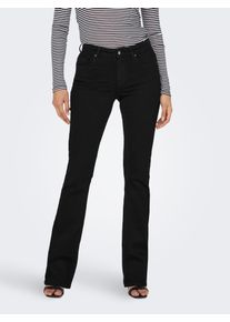 Only Damen Bootcut-Jeans "ONLBLUSH MID FLARED DNM REA2343 NOOS", schwarz, modisch, Gr. M, Denim/Jeans, Obermaterial: 92% Baumwolle, 6%