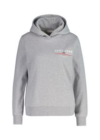 Gant Damen Hoodie "REG GRAPHIC HOODIE", grau, casual, Gr. S, Sweatware, Obermaterial: 80% Baumwolle, 20% Polyester, Sweatshirts, gerippte Abschlüsse,