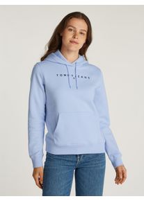 Tommy Jeans Damen Kapuzensweatshirt "TJW REG LINEAR HOODIE", blau, casual, Gr. M, unifarben, Sweatware, Obermaterial: 80% Baumwolle, 20% Polyester,