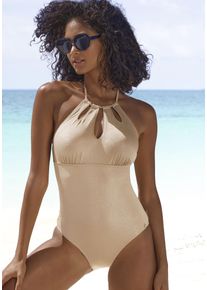 Lascana Damen Badeanzug "Monaco", gold, Gr. 36, unifarben, Obermaterial: 79% Polyamid, 12% Elasthan, 9% metallisierte Fasern. Futter: 92% Polyester,