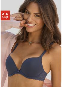 Lascana Damen Push-up-BH, Gr. 80, blau, Jersey, Microtouch, Obermaterial: 75% Polyamid, 17% Polyester, 8% Elasthan, BHs, mit besonders weichen Schalen