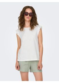 Jacqueline de Yong JDY Damen Kurzarmshirt "JDYSALVA LIFE S/L CROCHET TOP JRS", rot, modisch, Gr. S, unifarben, Jersey, Obermaterial: 100% Baumwolle, Shirts