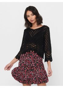 Jacqueline de Yong JDY Damen Strickpullover "JDYNEW SUN 3/4 CROPPED PULLOVER KNT NOOS", schwarz, modisch, Gr. XS, unifarben, Strick, Obermaterial: 100% Polyacryl,