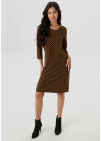 Damen Jerseykleid, braun, modisch, Gr. 46, Aniston SELECTED, gemustert, Strukturmuster, Jersey, Obermaterial: 60% Polyester, 35% Viskose, 5%