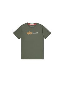 Herren T-Shirt "Alpha Industries Men - T-Shirts Alpha Label T-Shirt", grün, Gr. L, Alpha Industries, Obermaterial: 100% Baumwolle, Shirts