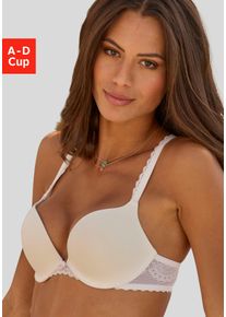 Lascana Damen Push-up-BH, Gr. 70, beige, Jersey, Microtouch, Obermaterial: 75% Polyamid, 17% Polyester, 8% Elasthan, BHs, mit besonders weichen