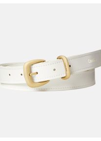 Calvin Klein Damen Ledergürtel "SRH 2 PC LG BCKL BLT", weiß, casual, Gr. 110, unifarben, Rindsleder, Gürtel