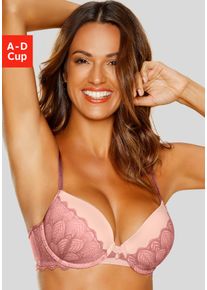 Lascana Damen Push-up-BH "Belinda", Gr. 70, rosa, Satin, Spitze, Obermaterial: 70% Polyamid, 17% Polyester, 13% Elasthan, sexy, BHs, Cups aus schöner