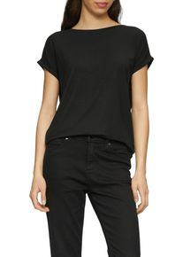 QS Damen Kurzarmshirt, schwarz, casual, Gr. S, unifarben, Jersey, Obermaterial: 95% Lyocell, 5% Elasthan, Shirts, mit Ärmelaufschlag