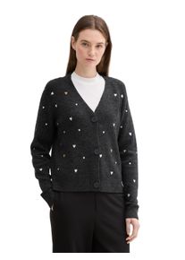Damen Strickjacke, schwarz, casual, Gr. S, Tom Tailor Denim, unifarben, bedruckt, Strick, Obermaterial: 79% Polyacryl, 18% Polyester, 3% Elasthan,