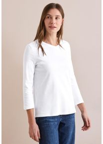 Cecil Damen Langarmshirt, weiß, casual, Gr. XXXL, unifarben, Web, 100% Baumwolle, Shirts, aus reiner Baumwolle