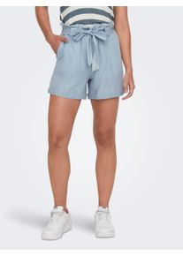 Only Damen Shorts "ONLBEA SMILLA HW PB LOOSE DNM SHORTS", blau, casual, Gr. S, unifarben, Web, Obermaterial: 65% Baumwolle, 35% Lyocell, Hosen, im