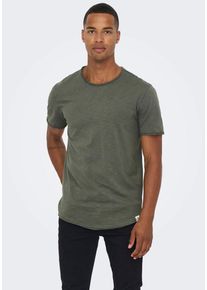 Only & Sons ONLY & SONS Herren Rundhalsshirt "ONSBENNE LONGY SS TEE NF 7822 NOOS", grau, modisch, Gr. L, unifarben, Single Jersey, Obermaterial: 100% Baumwolle,