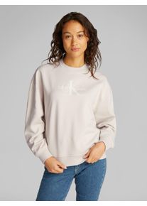 Damen Sweatshirt "GLOSSY MONOLOGO REGULAR CREWNECK", gelb, feminin, Gr. M, Calvin Klein Jeans, unifarben, Web, Obermaterial: 100% Baumwolle,
