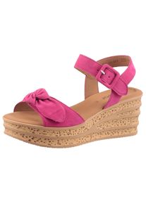 Gabor Damen Keilsandalette, Gr. 37, pink, Ziegenveloursleder, modisch, Schuhe, Plateau, Sommerschuh, Riemchensandale mit Klettverschlüssen