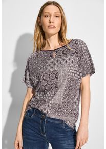 Cecil Damen T-Shirt, rot, casual, Gr. S, bedruckt, Web, Stoff, 50% Baumwolle, 50% Modal, Shirts, mit U-Boot-Ausschnitt