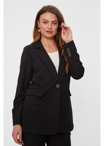 Freequent Damen Jackenblazer "FQNANNI", schwarz, casual, Gr. S, unifarben, Web, Obermaterial: 73% Polyester, 24% Viskose, 3% Elasthan, Blazer, mit
