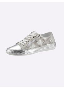 Andrea Conti Damen Sneaker, Gr. 38, silber, Leder, Rindsleder, Veloursleder, modisch, Schuhe