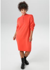 ANISTON PLUS Damen Strickkleid, orange, Gr. 54, Strick, Obermaterial: 50% Viskose, 28% Polyester, 22% Polyamid, Kleider, mit Stehkragen und