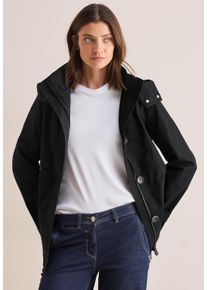 Cecil Damen Cargojacke, schwarz, casual, Gr. XL, unifarben, Web, Stoff, Obermaterial: 100% Baumwolle; Futter: 100% Polyester, Jacken, mit Kapuze in