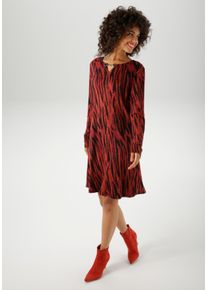 Aniston CASUAL Damen Jerseykleid, orange, modisch, Gr. 42, Jacquardmuster, gemustert, animal-print, Jersey, Obermaterial: 65% Polyester, 30% Viskose,