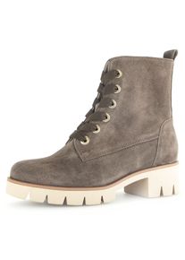 Gabor Damen Schnürstiefelette, Gr. 38,5, grau, Veloursleder, unifarben, klassisch, Schuhe, Blockabsatz, Herbstmode, Schnürboots mit Best