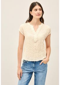 Cecil Damen Kurzarmbluse, beige, casual, Gr. S, unifarben, Web, 99% Baumwolle, 1% Elasthan, Blusen, aus Baumwolle mit Stretchanteil