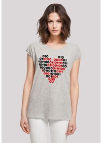 F4NT4STIC Damen T-Shirt "I love you Binary Code Herz", grau, casual, Gr. XXXL, Obermaterial: 100% Baumwolle, Shirts, Premium Qualität