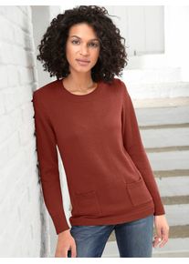 Casual Looks Damen Rundhalspullover "Pullover", rot, Gr. 40, unifarben, 50% Baumwolle, 50% Polyacryl, Pullover