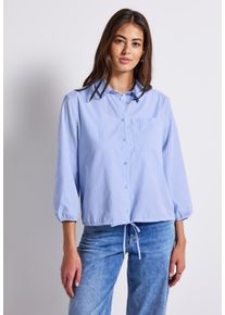 Street One Damen Hemdbluse, blau, casual, Gr. 46, unifarben, Web, 97% Baumwolle, 2% Polyester, 1% Metallfasern, Blusen