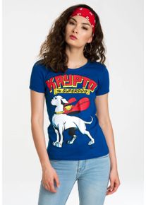 logoshirt Damen T-Shirt "Krypto the Superdog", blau, casual, Gr. XL, bedruckt, 100% Baumwolle, Shirts, mit lizenziertem Originaldesign