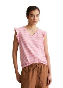 Marc O'Polo Damen T-Shirt "aus gestreiftem Single Jersey", pink, Basic, Gr. L, MARC O'POLO DENIM, gestreift, Obermaterial: 100% Baumwolle, Shirts
