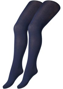 Camano Kinder Strickstrumpfhose "cotton fine", Gr. 152, blau, Obermaterial: 55% Baumwolle, 40% Polyamid, 5% Elasthan, unifarben, Strumpfhosen, mit