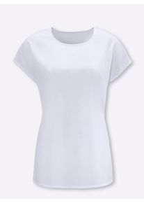 Classic Basics Damen Kurzarmbluse, weiß, Gr. 46, unifarben, 100% Polyester, Blusen
