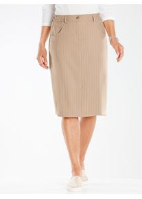 Classic Basics Damen Webrock, beige, Gr. 56, gemustert, gestreift, 100% Polyester, Röcke