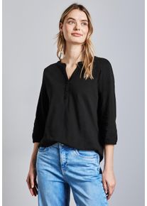 Street One Damen Blusenshirt, schwarz, casual, Gr. 34, unifarben, Web, 100% Baumwolle, Shirts, mit 3/4 Ärmeln