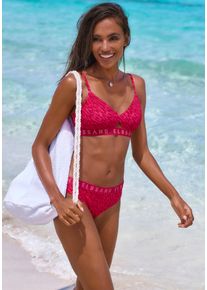 ELBSAND Damen Bustier-Bikini, rot, Gr. 34, Recycling-Polyamid, Bikini-Sets, mit Markenschriftzug