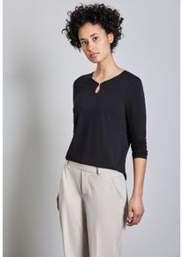 Street One Damen Langarmshirt, lila, casual, Gr. 44, unifarben, Stoff, 95% Viskose, 5% Elasthan, Shirts, mit Seitlichen Einschlitzen am Saum