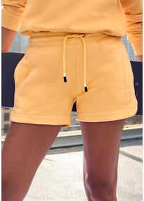 Buffalo Damen Sweatshorts, Gr. 36, orange, Sweatware, Obermaterial: 60% Baumwolle, 40% Polyester, bestickt, unifarben, modisch, Hosen, mit kleiner