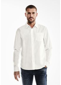 Street One MEN Herren Langarmhemd, weiß, casual, Gr. XXL, unifarben, Stoff, 100% Baumwolle, Hemden, aus reiner Baumwolle