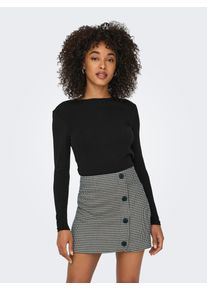 Only Damen Langarmshirt "ONLRILEY O-NECK L/S TOP JRS", schwarz, modisch, Gr. XL, unifarben, Jersey, Obermaterial: 96% Baumwolle, 4% Elasthan, Shirts